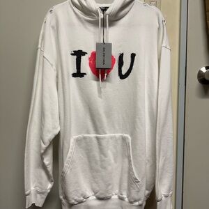 Balenciaga White Hoodie with I Love U Print